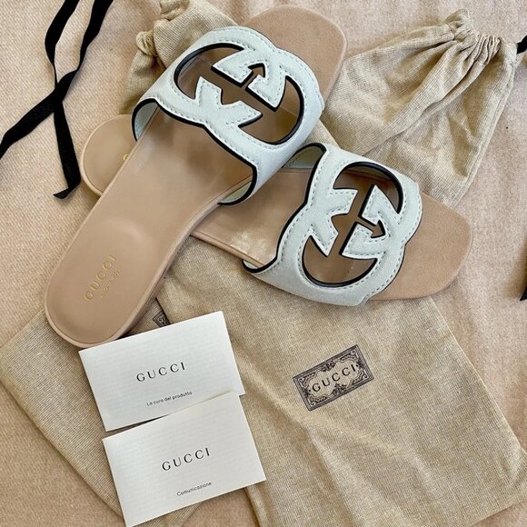 NWT Gucci Sandal Slides in Salvy Green Suede - Size EU 37.5 / US 7.5 - Picture 8 of 16